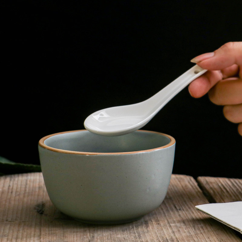 *陶瓷勺子家用瓷勺调羹10个装小汤勺汤匙瓢羹喝汤简约酒店餐厅饭