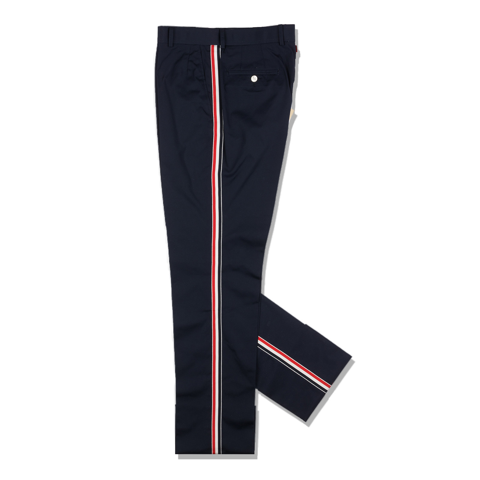 设迷现货thombrownetb男海军蓝罗缎织带装饰修身直筒休闲长裤