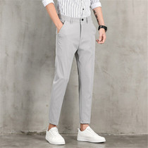 European station summer new fashion casual business casual pants men Korean version of slim pants men nine feet pants