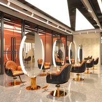 Net red barber shop mirror table Hair mirror table Hair salon special mirror Floor-to-ceiling mirror can be hung on the wall led with light mirror tide