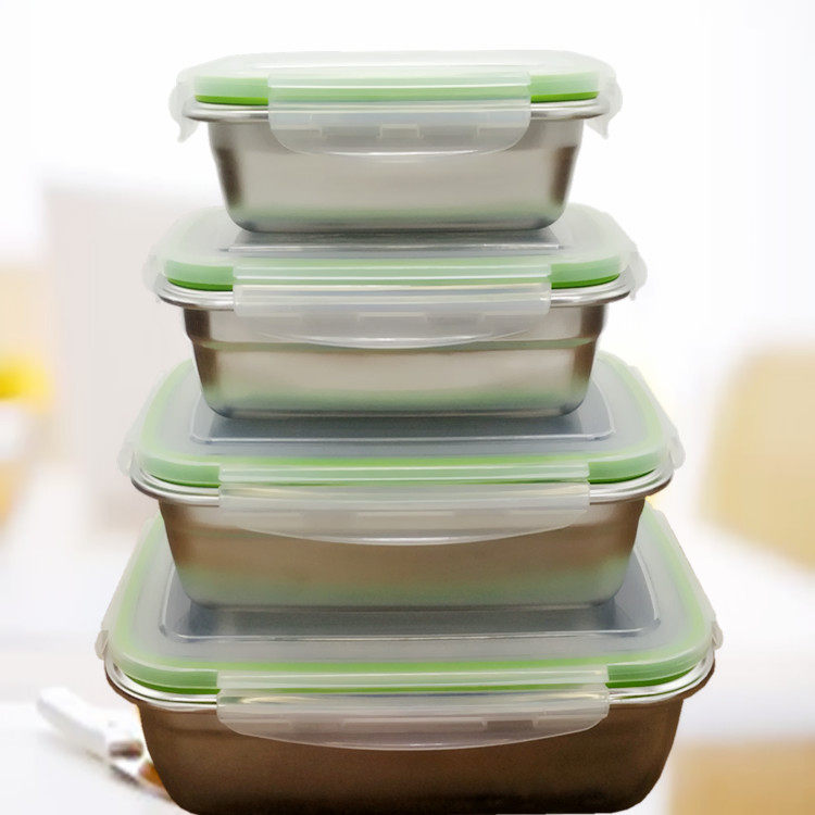 不锈钢保温盒密封便当盒保鲜长方形圆形盒快餐盒防烫防漏1个1l及