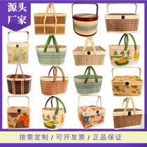 Zongzi basket hand-woven bamboo basket bamboo packaging folding bamboo basket egg basket basket bamboo basket moon cake basket
