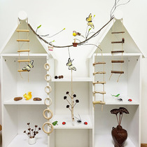 Pastoral style Birch small ladder decoration pendant parrot swing ladder toy wooden bird cage accessories creative supplies