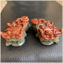 Yunnan Huanglong Jade brave Pendant Pair ice kinds of Sands Red lucky transport to ward off evil spirits and fang xiao ren