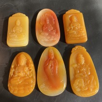 Yunnan Huanglongyu Ice Species Guanyin Bodhisattva Pendant Red Eggplant Mountain Boutique Master Carving Collection Certificate