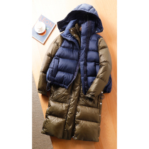 Deconstructed type splicing down jacket ~ small crowddamp deposit 90 white duck suede woman fake two mid-length down jacket 69596