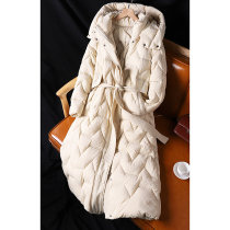 Single piece weight 850g W type quilted 90 white duck down women long waist down down jacket jacket jacket 69416