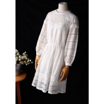 Too delicate one million needle embroidered reworking lace 70% genuine silk ladies loose long sleeve dress 80059
