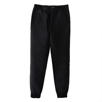 High Lock Warm Fashion Unbloated Heavy Work Quilted Rhomboid Black Tightness High Waist Women Casual Cotton Pants 65728