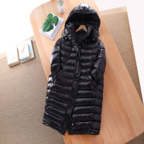 Love miserably this type of walking quilt 900g white duck down women long black down jacket 65466