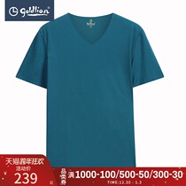 Jinlili mens short sleeve T-shirt summer clothing long-staple cotton casual multi-color selection home V-neck shirt