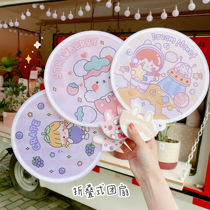 Summer ins Wind folding Group fan double-sided children portable small fan girl heart cute cloth folding fan
