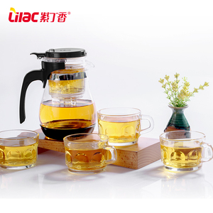 紫丁香 耐热玻璃飘逸壶杯可拆洗泡茶壶加厚过滤内胆冲泡茶器家用