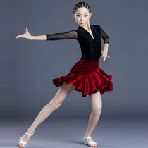 New Latin Dance Dress Girl Child Spring Middle Sleeve Blouse Dance Dress Girl Split Sleeve Dress Competition Dress