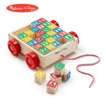 American Melissa Doug Classic Building Blocks Handpulled Children Wooden Toy Building Blocks Toys Puzzle