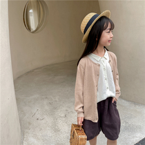 Lacquer Episode Spring Summer New Pint Children Dress CUHK Childrens linen knit jacket male and female cotton linen open-shirt parent-child day thin