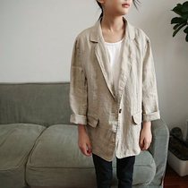 Lacquer Episode Spring Autumn New Pint Childrens Clothing Male And Female Linen Thin Section Jacket CUHK Children Cotton Linen Suit Blouses Parent-child Style