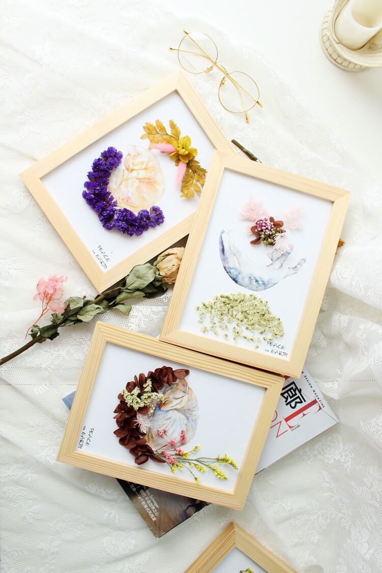 工厂店ins贴画摆件花立体干花挂墙永生花家居装饰画相框套装标本