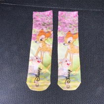Foreign Trade Day Single di Shini Little deer Bambi Socks Bigirl Socks Cartoon Printed Skateboard Stockings Straight stockings Socks Cotton Socks