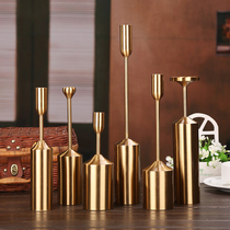 Model room decorations Nordic metal six-piece post-modern American European dining table golden candle holder ornaments