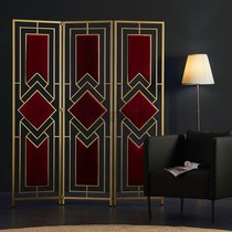 Ming war flannel soft screen push-pull folding movable living room partition wall light luxury classical new Chinese decorative porch