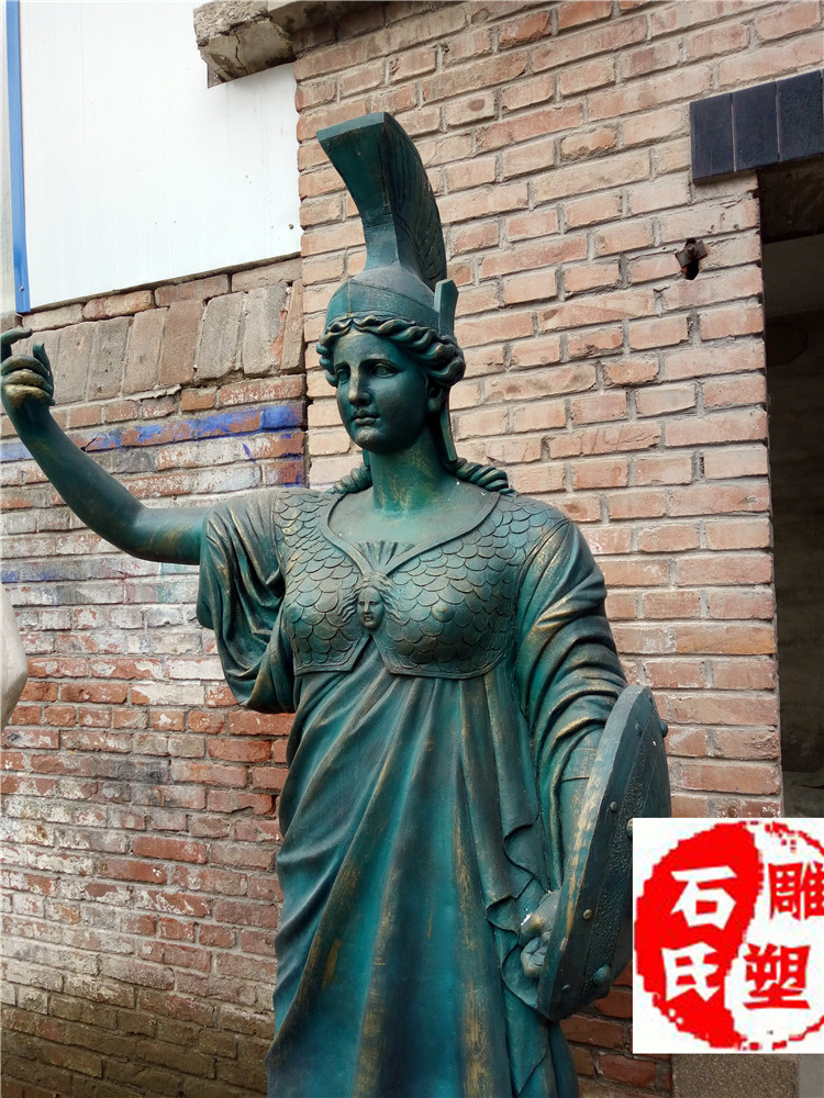 玻璃钢仿铜雕塑西方欧式人物古罗马士兵侍卫武士雕塑酒店小区摆件_不