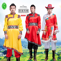 Mongolian dance performance costume men minority Tibetan Tibetan robe Mongolian robe chopsticks dance Inner Mongolia costume