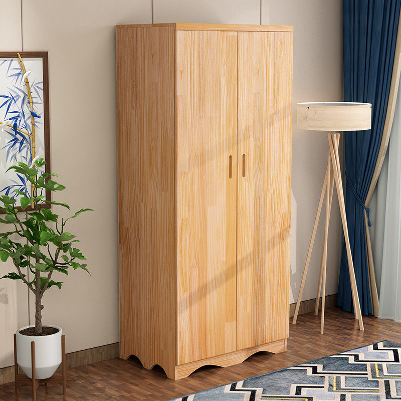实木衣柜新西兰松木衣柜儿童衣柜两门衣柜平开衣柜可定做成人衣柜_7折