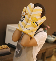 GREVY cute cotton baking gloves Oven special gloves Kitchen microwave oven anti-scalding thick insulation gloves