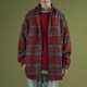 Frosted Flannel Plaid Shirt father Retro Art Hong Kong style shirt men's and women's thickened autumn and winter Frosted Flannel Plaid Shirt father Retro Art Hong Kong style shirt men's and women's thickened autumn and winter