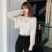 Spring and autumn Korean version 2021 new hot girl wearing a lap short design sense loose stack wearing long sleeve sweater womens fashion suit