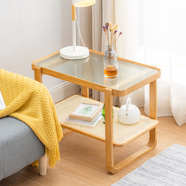 Rattan-style sofa side a few living room glass small tea table creative corner a few side cabinets small square table tea table