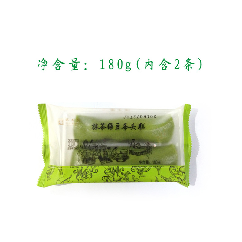 上海特产老字号沈大成抹茶绿豆条头糕180g苏式抹茶绿豆糯米糕团产品展示图1