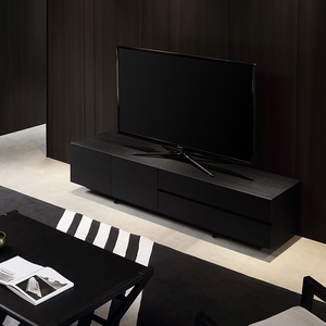 Live Home意式现代极简约风格电视柜黑色设计师客厅矮地柜小卧室视听柜