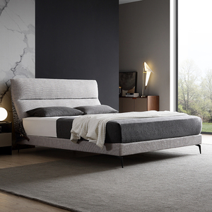 Live Home北欧现代简约风格布艺双人床高靠背1.5m1米8可拆洗经济卧室床