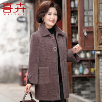 Old age womens winter dress mothers woolen coat new dress grandma dress lapel coat coat