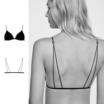 Beautiful back underwear womens summer thin front buckle triangle cup sexy bra without steel rims with thin shoulder straps halter bra