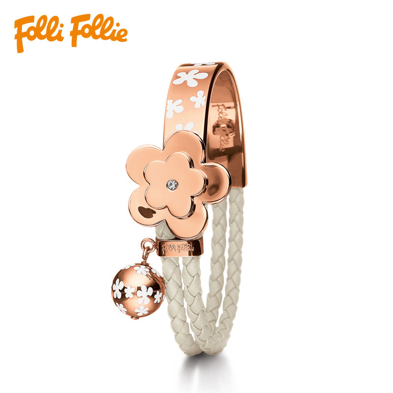 folli follie芙丽芙丽圣诞礼物女士手链甜美桃花手绳3b1t037