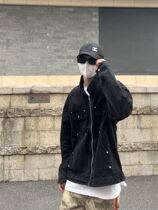 American trendy brand retro washed denim zipper shirt mens jacket niche retro all-match womens high street cardigan jacket