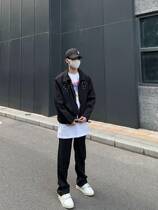 European and American high street American button design sense niche trousers mens ins fried street retro loose casual ruffian handsome trousers tide