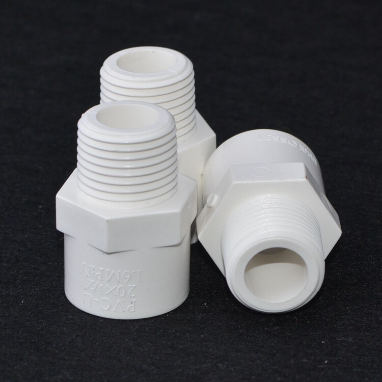 联塑外丝直接头20×1/2寸--110×4寸白色pvc给水配件外牙直通