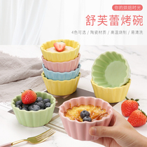 Ceramic shufflei baking bowl double skin milk steamed egg bowl jelly pudding dessert bowl baking household oven tableware roasting Cup