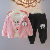 1-2-3-year-old female baby spring suit childrens small outsuit girl foreign air spring clothing three sets of baby clothes 4