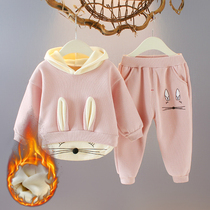 2021 new girls long sleeve autumn winter plus velvet coat baby girl 1-2-3 years old foreign style coat baby winter clothes