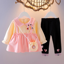 Female baby spring two sets of foreign air girls spring suit 2022 spring baby clothes girls suit new wave
