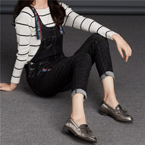 New Denim Strap Pants Womens ankle-length pants Loose Jeans Joker Thin Suspends Student Spring and Autumn