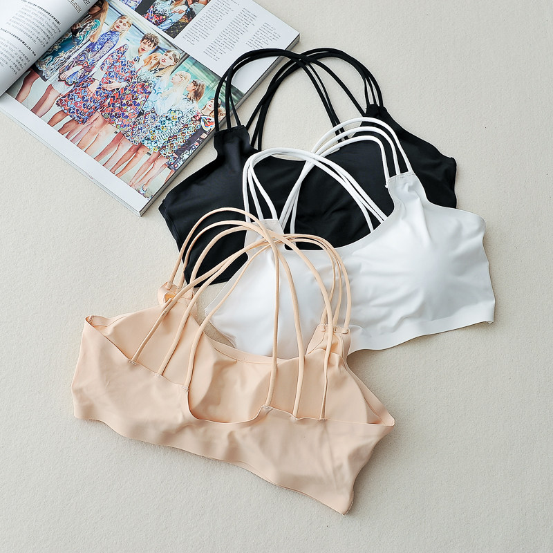 冰丝抹胸裹胸薄款美背吊带背心带胸垫打底防走光运动文胸内衣学生_7折