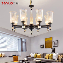 American chandelier living room lamp all copper light luxury crystal simple villa dining room lamp bedroom bedroom lamp special price 8029