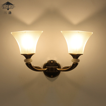 American wall lamp all copper Jade living room TV Wall simple modern aisle bedroom bedside lamp special 79014
