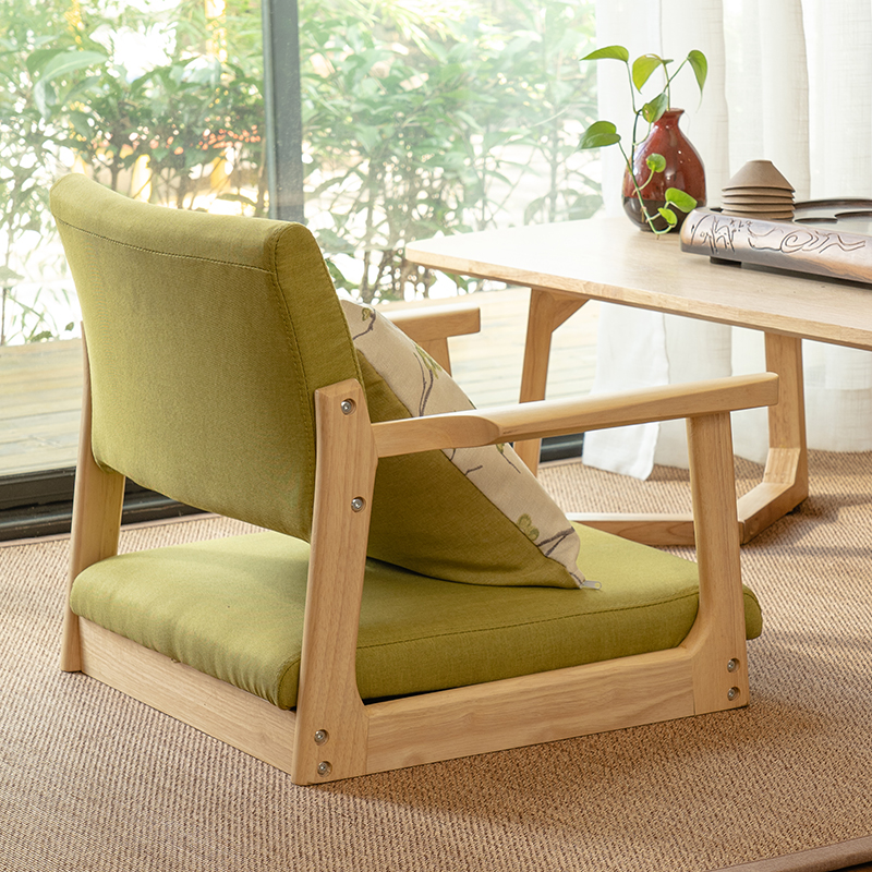 Tatami chair backrest chair Japanese style legless stool backrest chair and room armrest solid wood computer bay window bed low seat